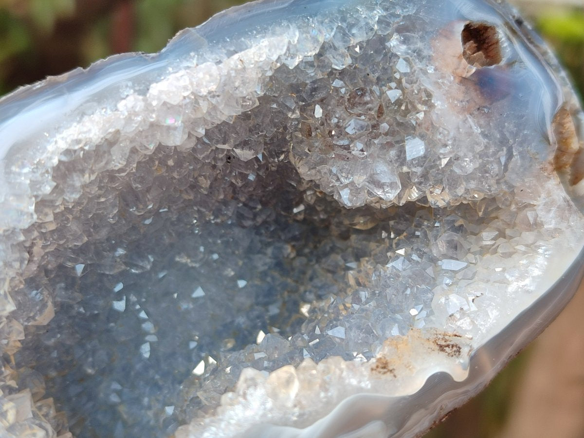 Polished Banded Agate with Crystalline Geodes x 3 From Maintirano, Madagascar - Toprock Gemstones and Minerals 