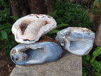 Polished Banded Agate with Crystalline Geodes x 3 From Maintirano, Madagascar - Toprock Gemstones and Minerals 