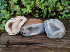 Polished Banded Agate with Crystalline Geodes x 3 From Maintirano, Madagascar - Toprock Gemstones and Minerals 