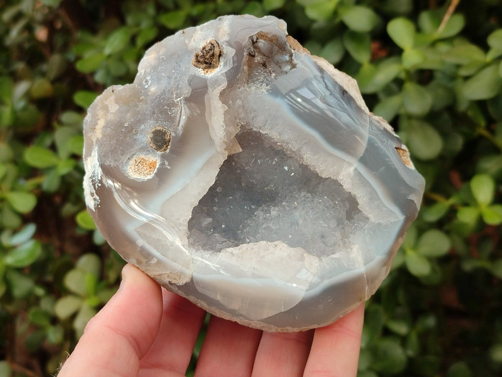 Polished Banded Agate with Crystalline Geodes x 3 From Maintirano, Madagascar - Toprock Gemstones and Minerals 