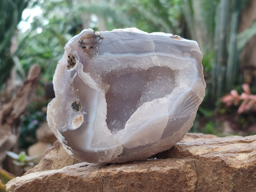 Polished Banded Agate with Crystalline Geodes x 3 From Maintirano, Madagascar - Toprock Gemstones and Minerals 