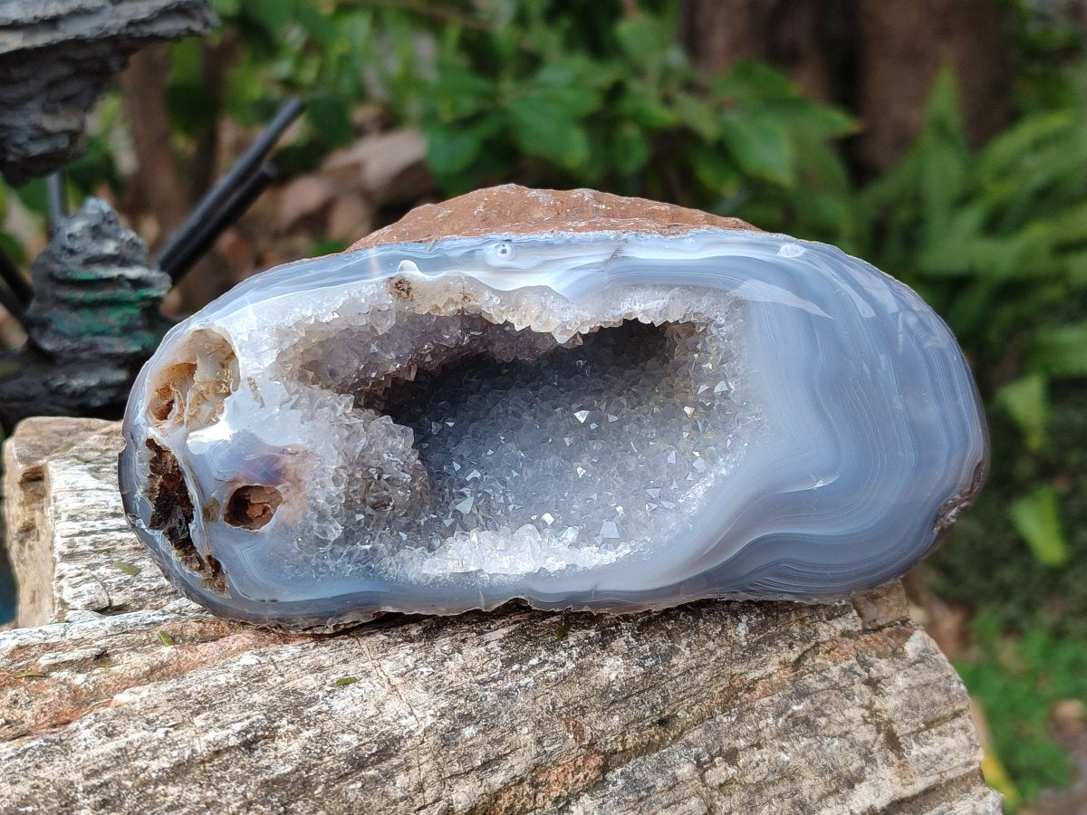 Polished Banded Agate with Crystalline Geodes x 3 From Maintirano, Madagascar - Toprock Gemstones and Minerals 