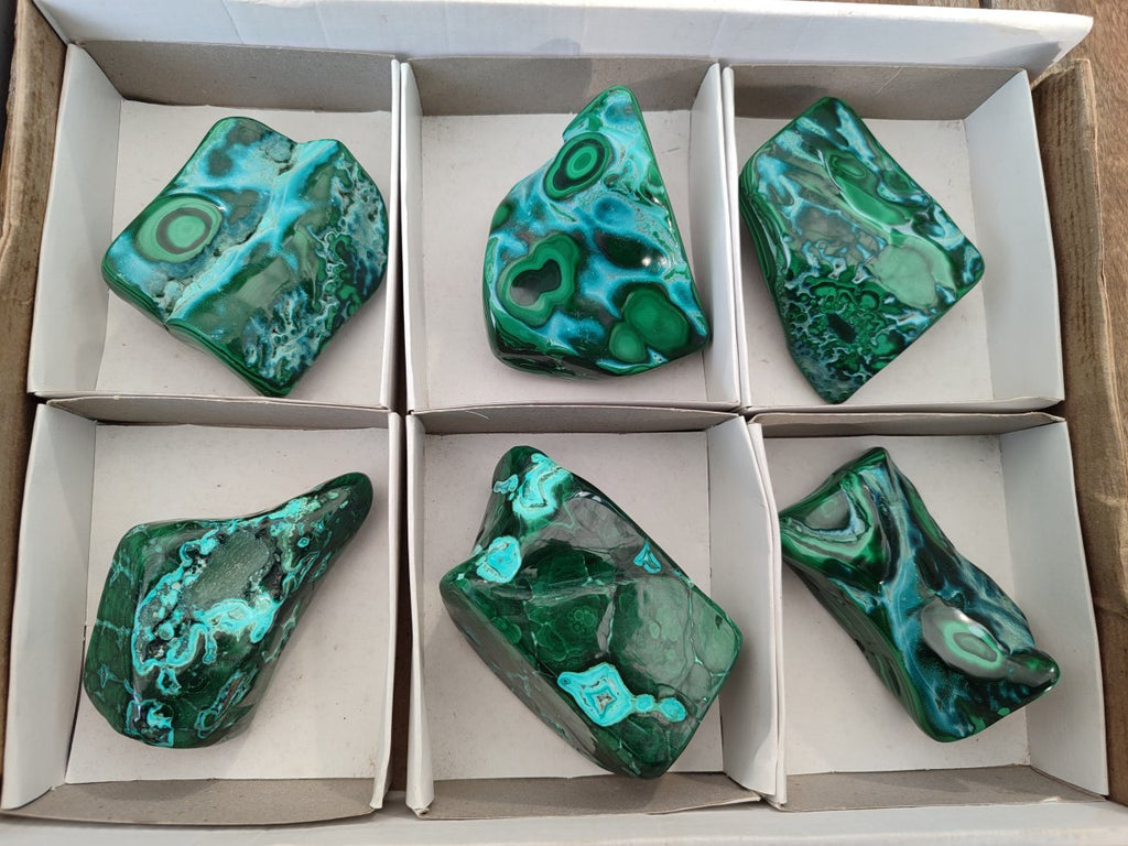 Polished Malacolla Free Forms x 6 From Kulukuluku, Congo - Toprock Gemstones and Minerals 