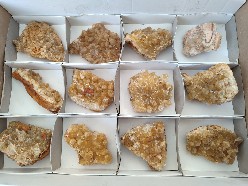Natural Golden Limonite Quartz Clusters x 12 From Solwezi, Zambia - Toprock Gemstones and Minerals 