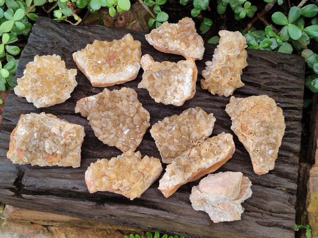 Natural Golden Limonite Quartz Clusters x 12 From Solwezi, Zambia - Toprock Gemstones and Minerals 