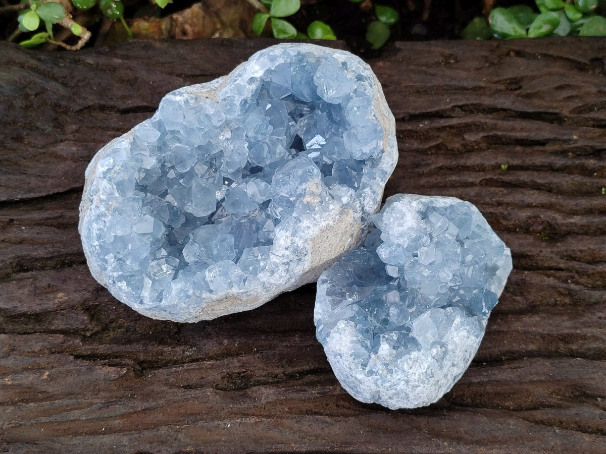 Natural Blue Celestite Geodes x 2 From Sakoany, Madagascar - Toprock Gemstones and Minerals 