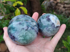 Polished Watermelon Fluorite Spheres x 3 From Uis, Namibia - Toprock Gemstones and Minerals 