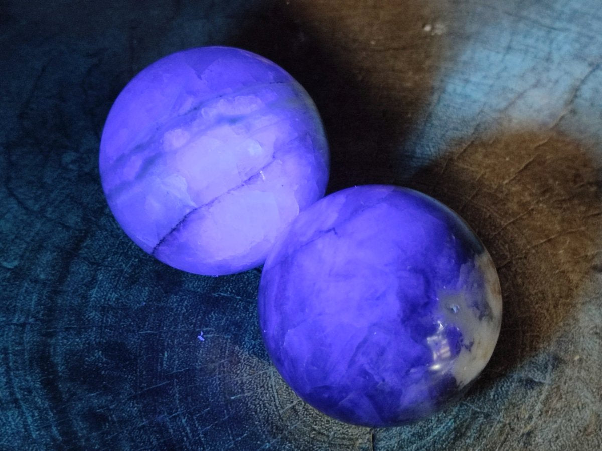 Polished Watermelon Fluorite Spheres x 3 From Uis, Namibia - Toprock Gemstones and Minerals 