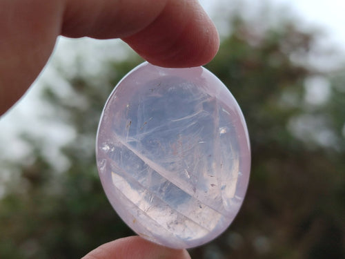 Polished Gemmy Rose Quartz Palm Stones x 35 From Madagascar - Toprock Gemstones and Minerals 