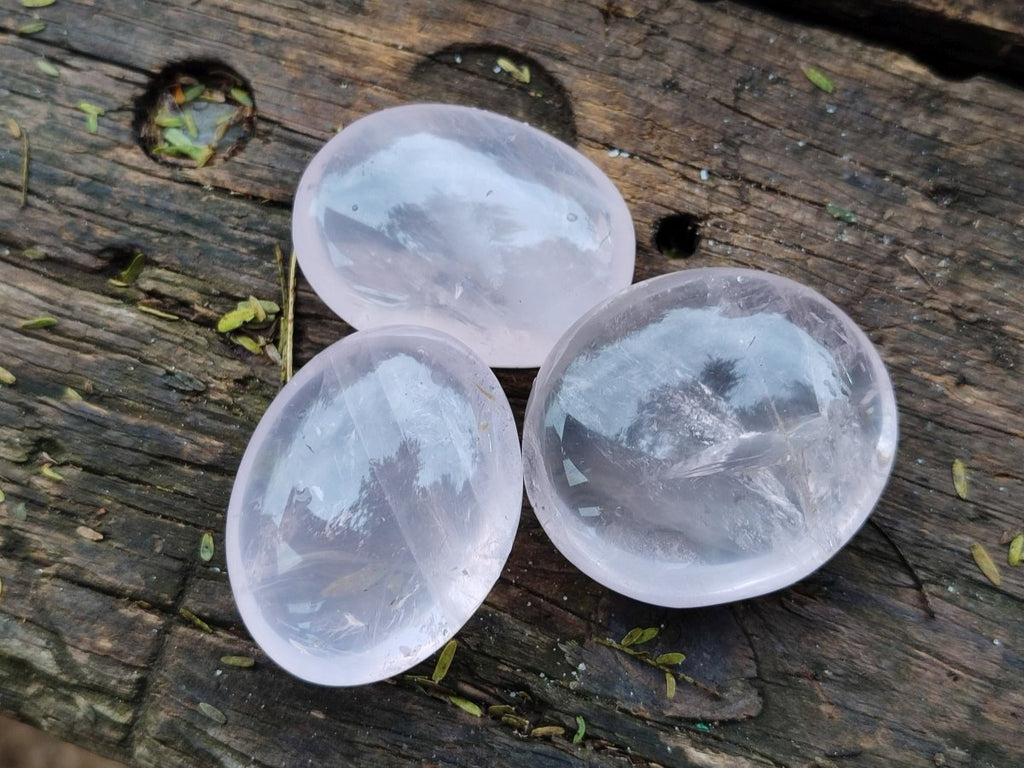 Polished Gemmy Rose Quartz Palm Stones x 35 From Madagascar - Toprock Gemstones and Minerals 