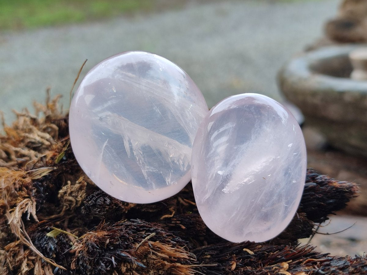 Polished Gemmy Rose Quartz Palm Stones x 35 From Madagascar - Toprock Gemstones and Minerals 