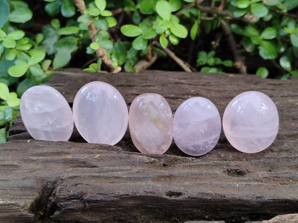 Polished Gemmy Rose Quartz Palm Stones x 35 From Madagascar - Toprock Gemstones and Minerals 