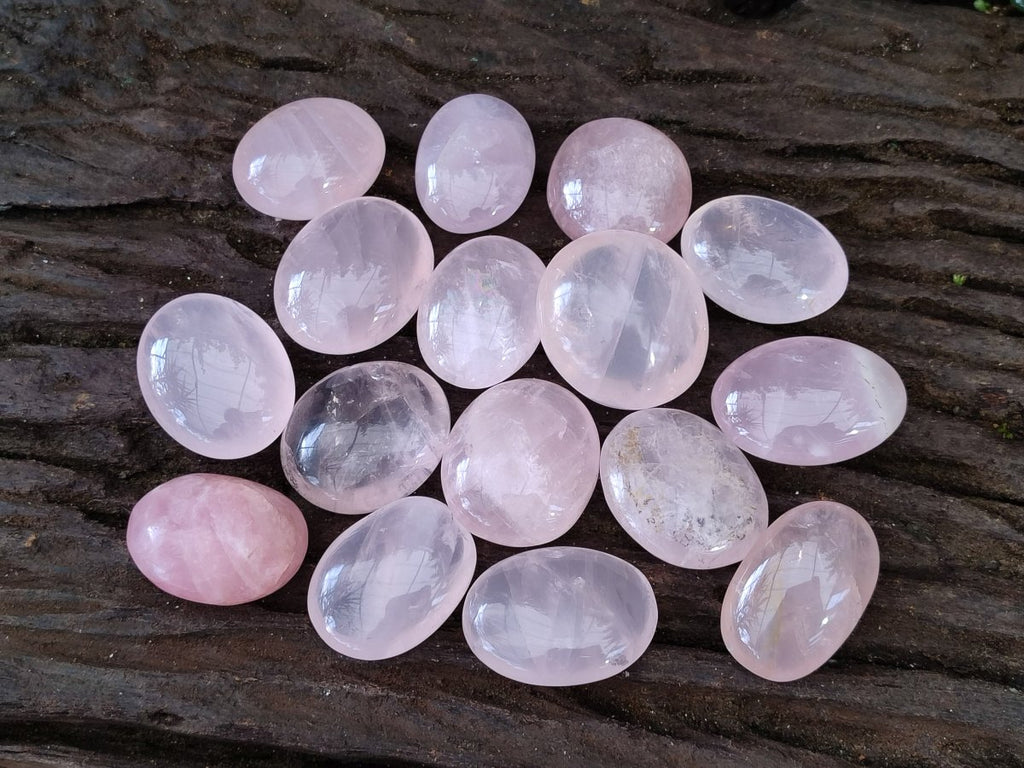 Polished Gemmy Rose Quartz Palm Stones x 35 From Madagascar - Toprock Gemstones and Minerals 