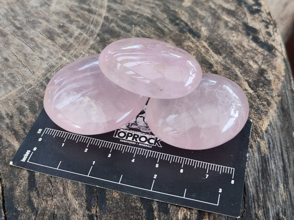 Polished Gemmy Rose Quartz Palm Stones x 35 From Madagascar - Toprock Gemstones and Minerals 