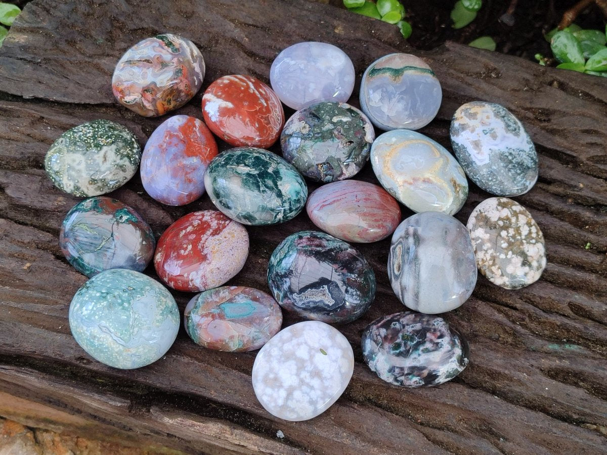 Polished Rare Ocean Jasper Galets x 24 From Northwest Coast, Madagascar - Toprock Gemstones and Minerals 