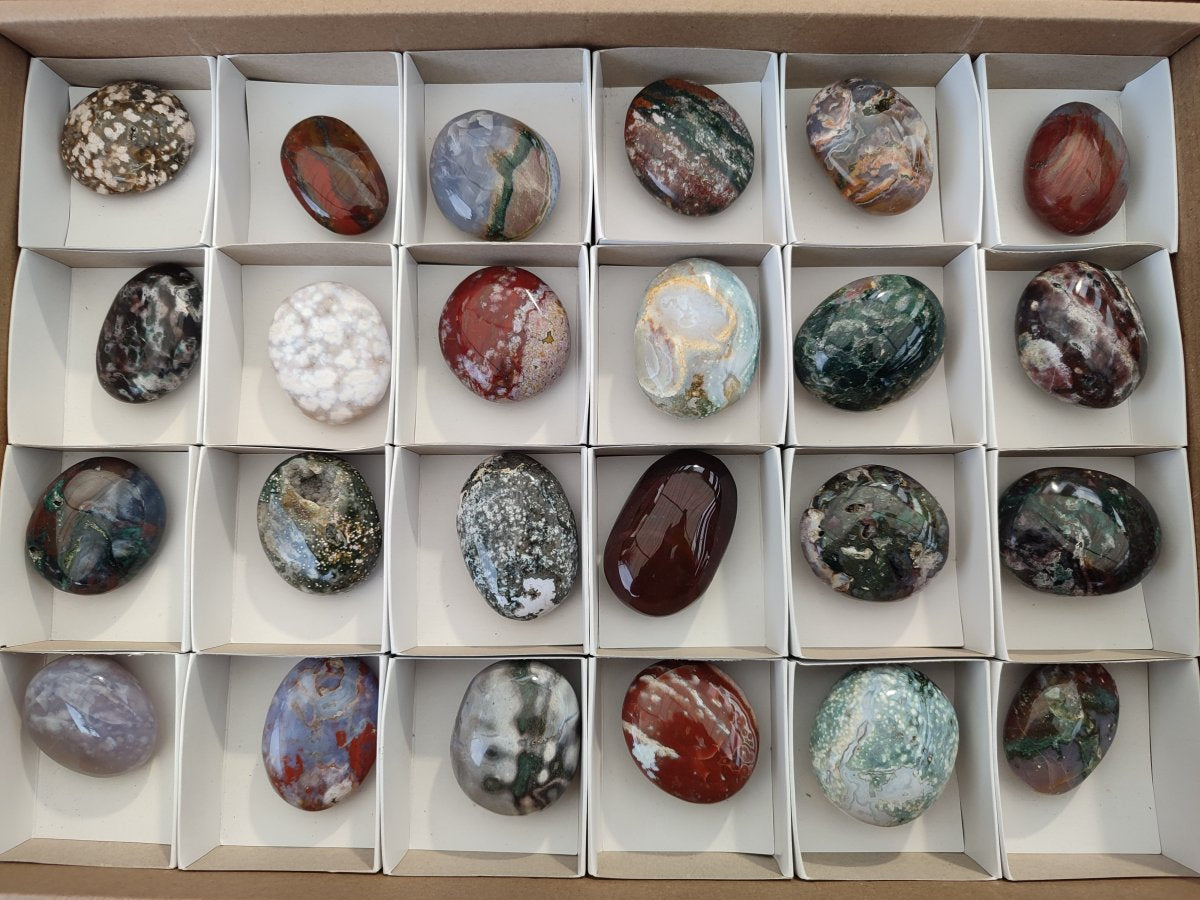 Polished Rare Ocean Jasper Galets x 24 From Northwest Coast, Madagascar - Toprock Gemstones and Minerals 
