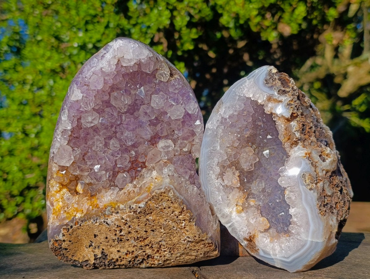 Polished Agate Amethyst Geodes x 3 From Maintirano, Madagascar - Toprock Gemstones and Minerals 