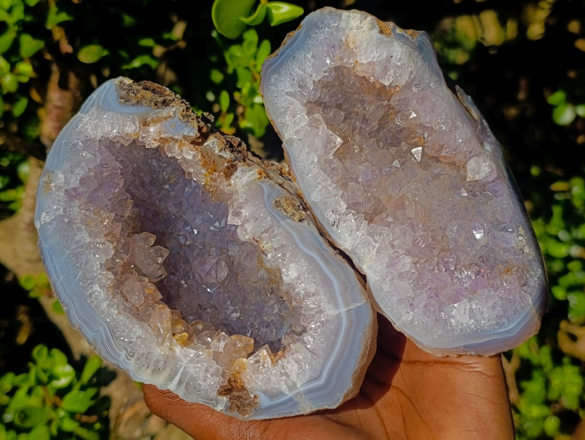 Polished Agate Amethyst Geodes x 3 From Maintirano, Madagascar - Toprock Gemstones and Minerals 
