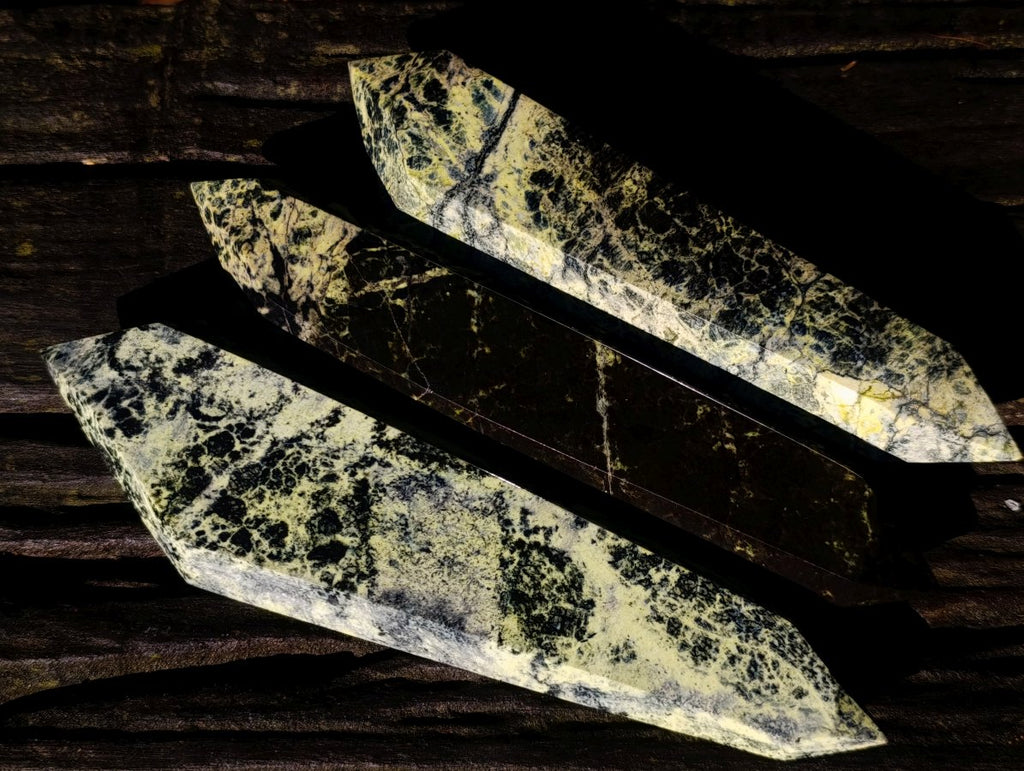 Polished Double Terminated Leopard Stone Crystals x 3 From Zimbabwe - Toprock Gemstones and Minerals 