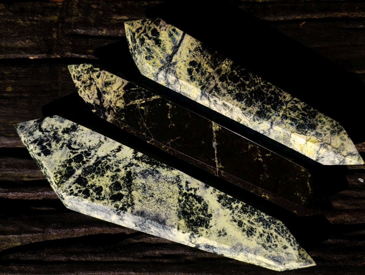 Polished Double Terminated Leopard Stone Crystals x 3 From Zimbabwe - Toprock Gemstones and Minerals 