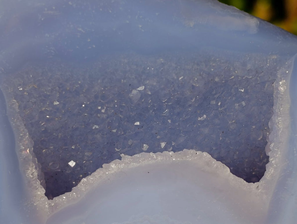 Polished Blue Lace Agate Geode Standing Display Piece x 1 From Nsanje, Malawi - Toprock Gemstones and Minerals 
