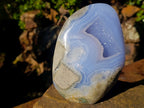 Polished Blue Lace Agate Geode Standing Display Piece x 1 From Nsanje, Malawi - Toprock Gemstones and Minerals 