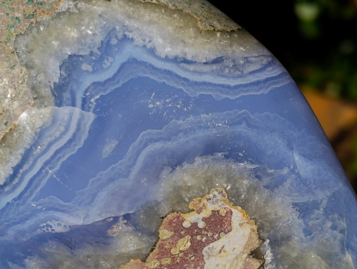 Polished Blue Lace Agate Geode Standing Display Piece x 1 From Nsanje, Malawi - Toprock Gemstones and Minerals 