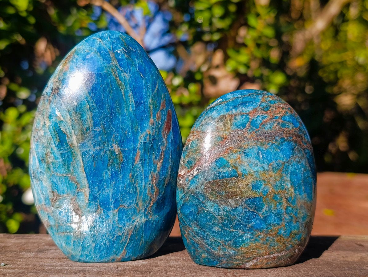 Polished Blue Apatite Standing Display Pieces x 4 From Betroka, Madagascar - Toprock Gemstones and Minerals 