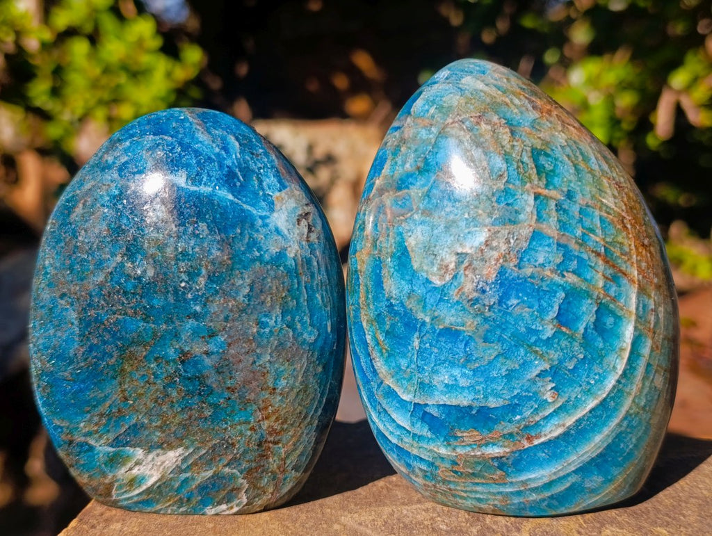Polished Blue Apatite Standing Display Pieces x 4 From Betroka, Madagascar - Toprock Gemstones and Minerals 