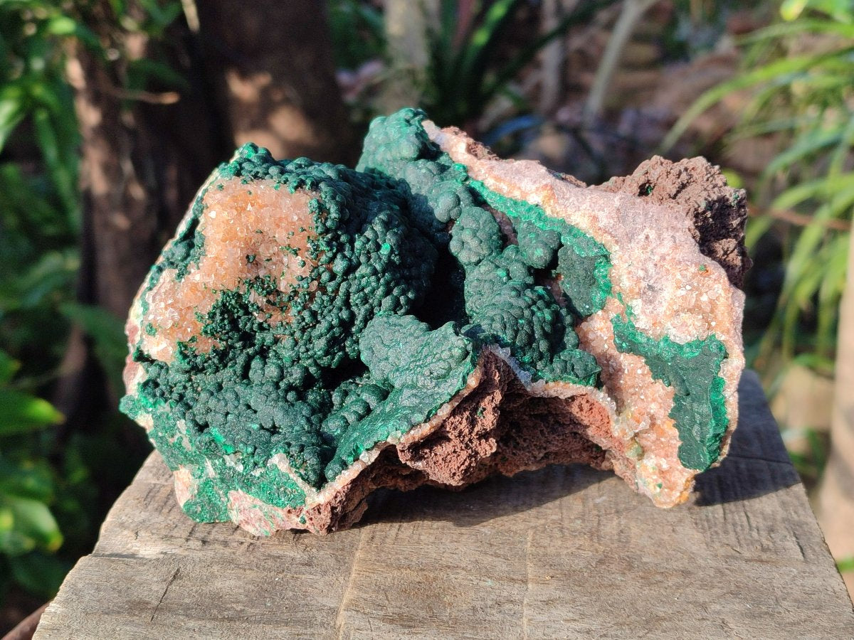 Natural Large Ball Malachite Specimens with Drusy Quartz on Dolomite x 1 From Mindingi Mine, Kambove, Congo - Toprock Gemstones and Minerals 