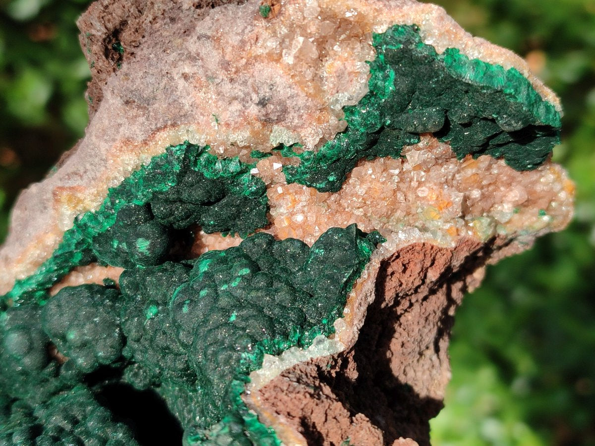 Natural Large Ball Malachite Specimens with Drusy Quartz on Dolomite x 1 From Mindingi Mine, Kambove, Congo - Toprock Gemstones and Minerals 