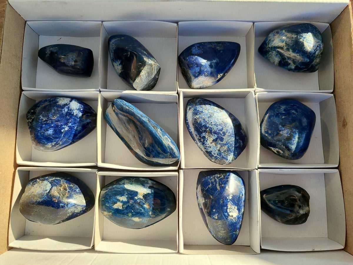 Polished Rare Small Dumortierite Standing Display Pieces x 12 From Madagascar - Toprock Gemstones and Minerals 