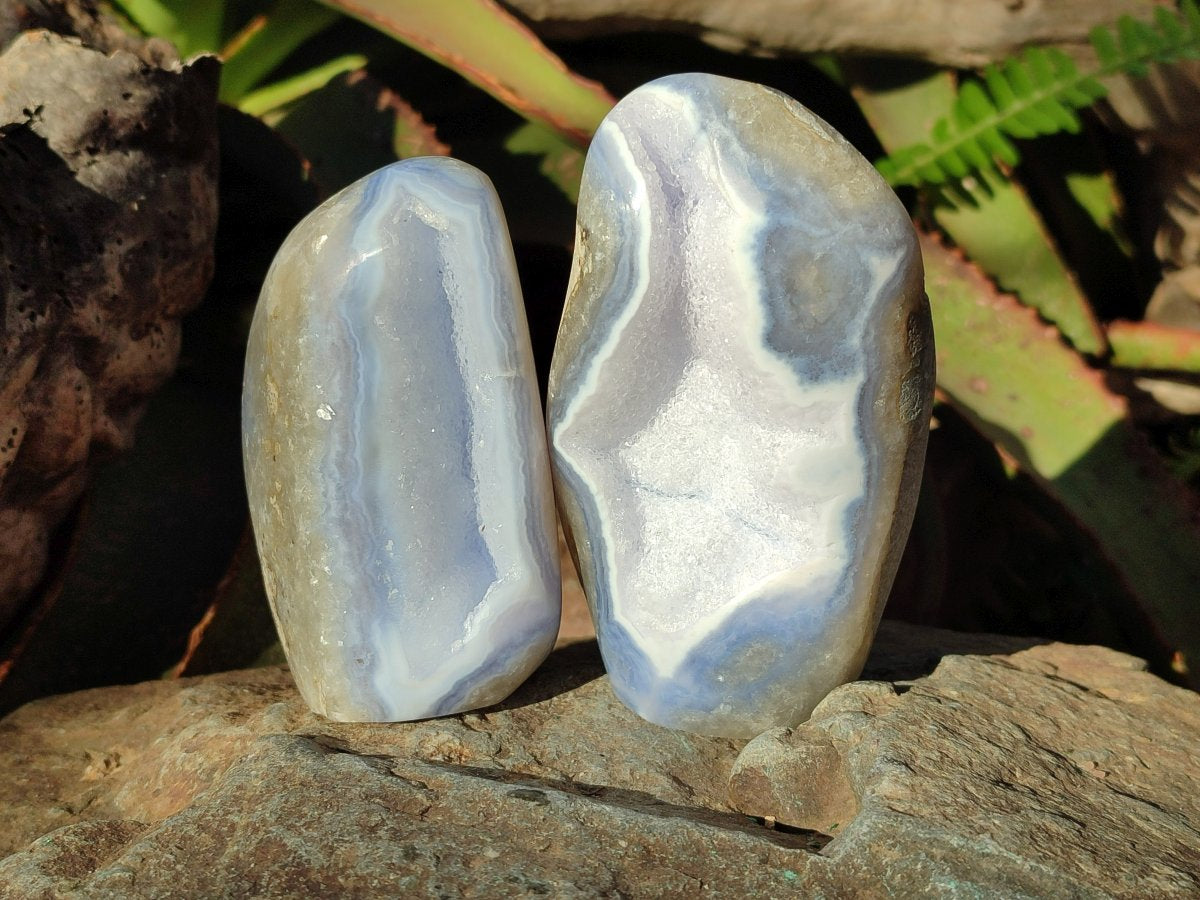 Polished Blue Lace Agate Standing Display Pieces and Free Forms x 6 From Nsanje, Malawi - Toprock Gemstones and Minerals 