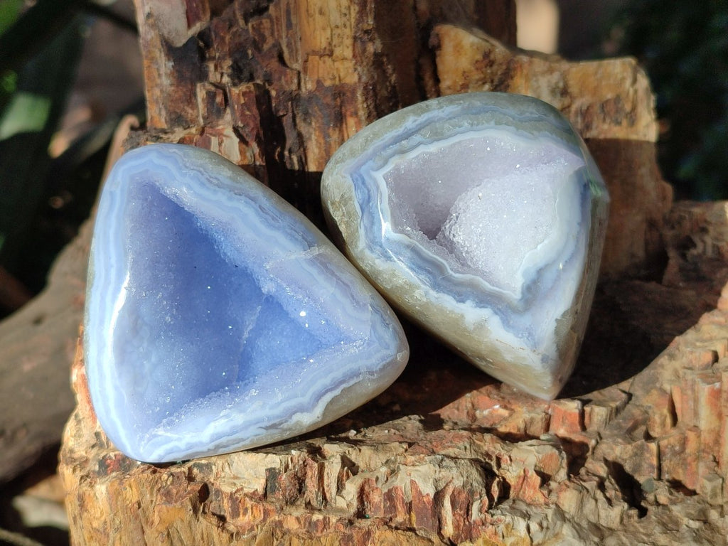 Polished Blue Lace Agate Standing Display Pieces and Free Forms x 6 From Nsanje, Malawi - Toprock Gemstones and Minerals 