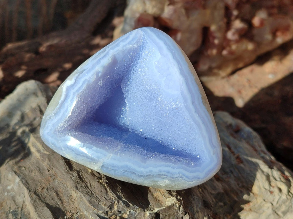 Polished Blue Lace Agate Standing Display Pieces and Free Forms x 6 From Nsanje, Malawi - Toprock Gemstones and Minerals 