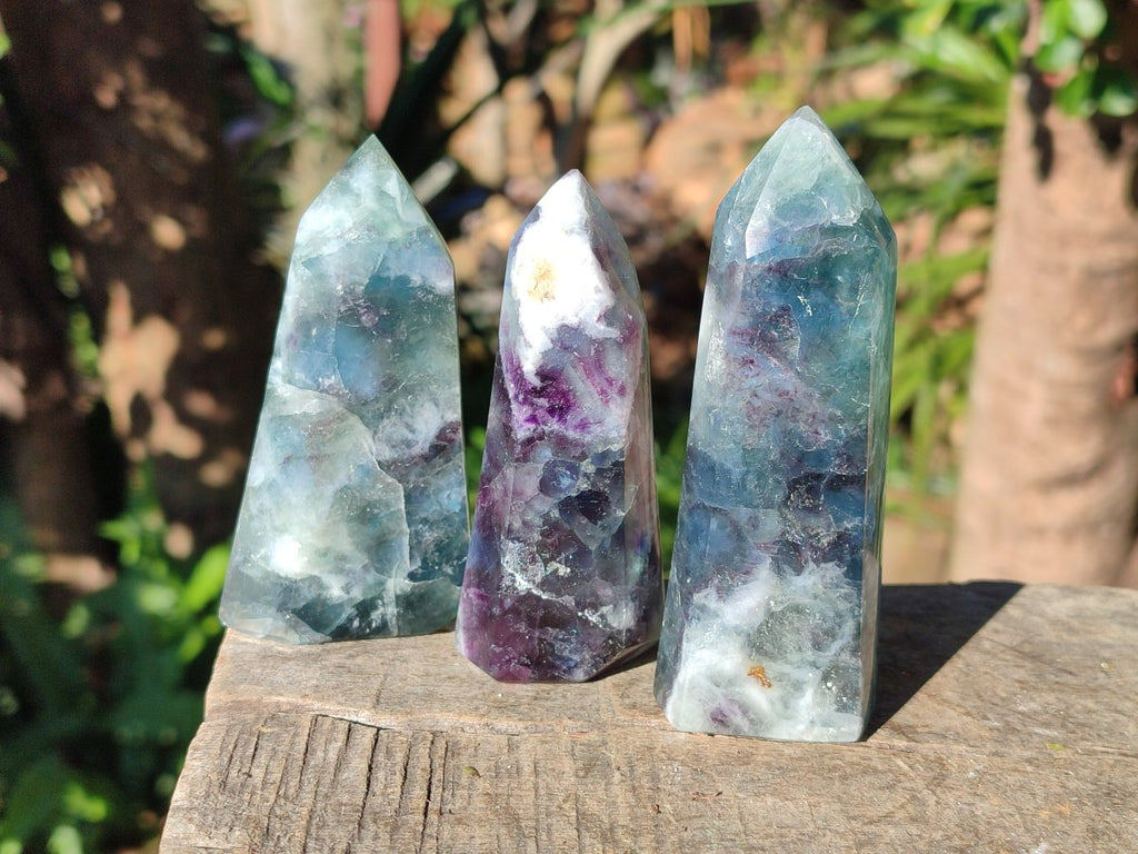 Polished Watermelon Fluorite Display Crystals x 6 From Uis, Namibia - Toprock Gemstones and Minerals 