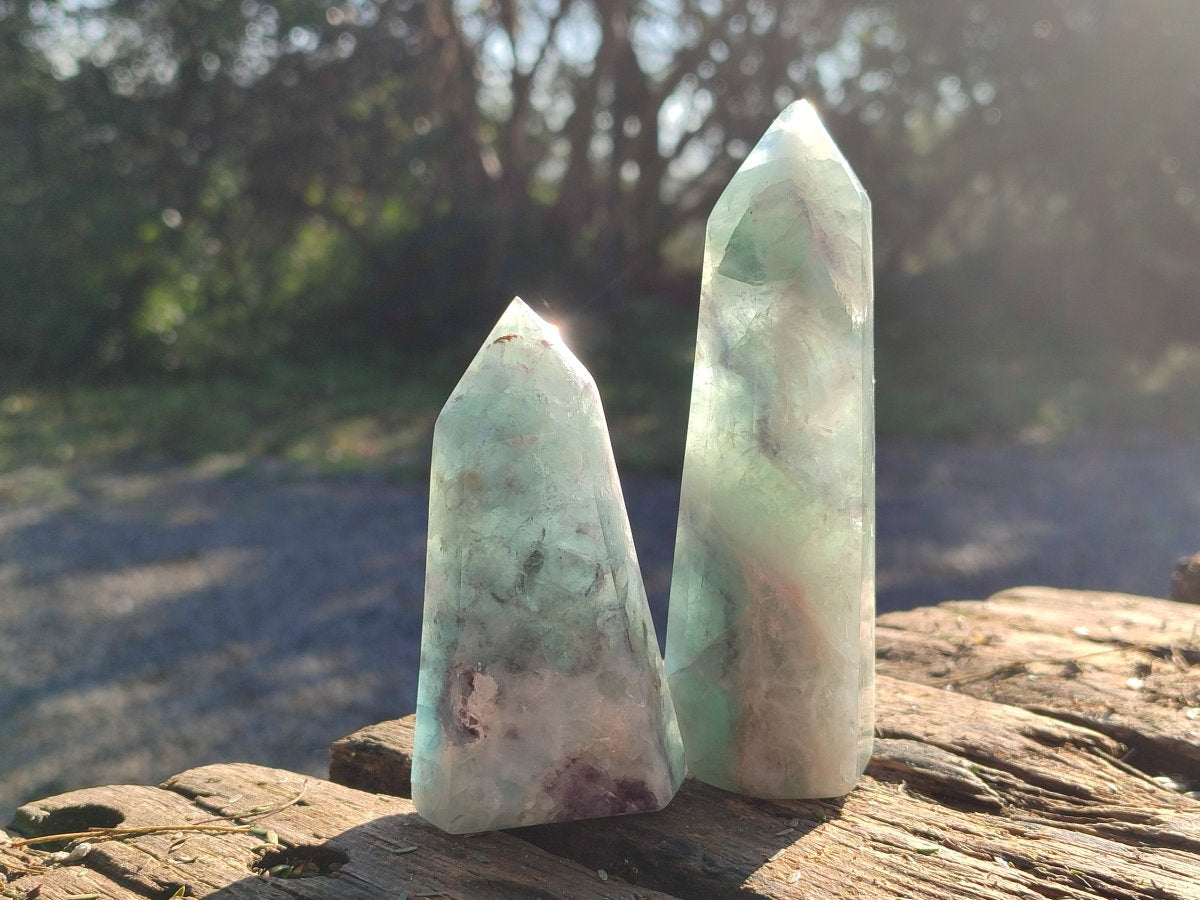 Polished Watermelon Fluorite Display Crystals x 6 From Uis, Namibia - Toprock Gemstones and Minerals 