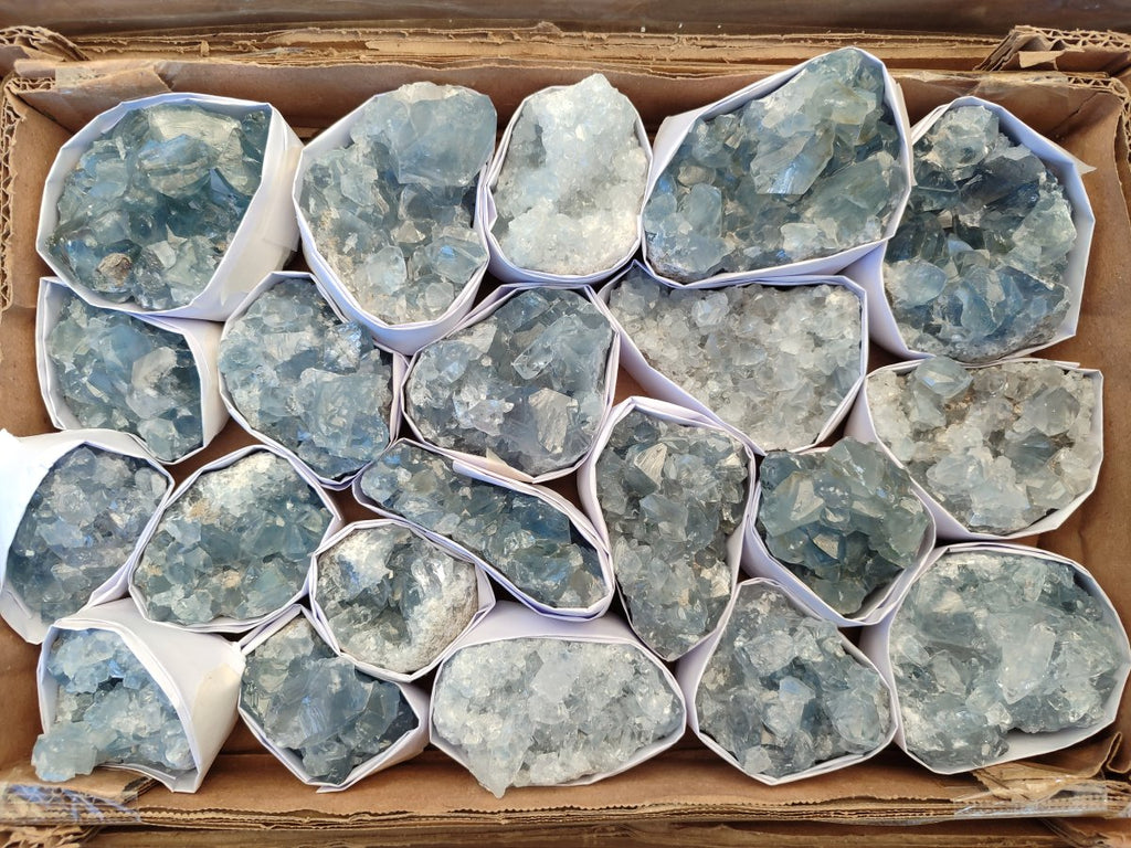 Natural Blue Celestite Specimens x 21 From Sakoany, Madagascar - Toprock Gemstones and Minerals 