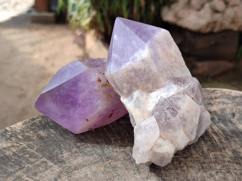Polished Large Jacaranda Amethyst Single Crystals x 9 From Mumbwa, Zambia - Toprock Gemstones and Minerals 