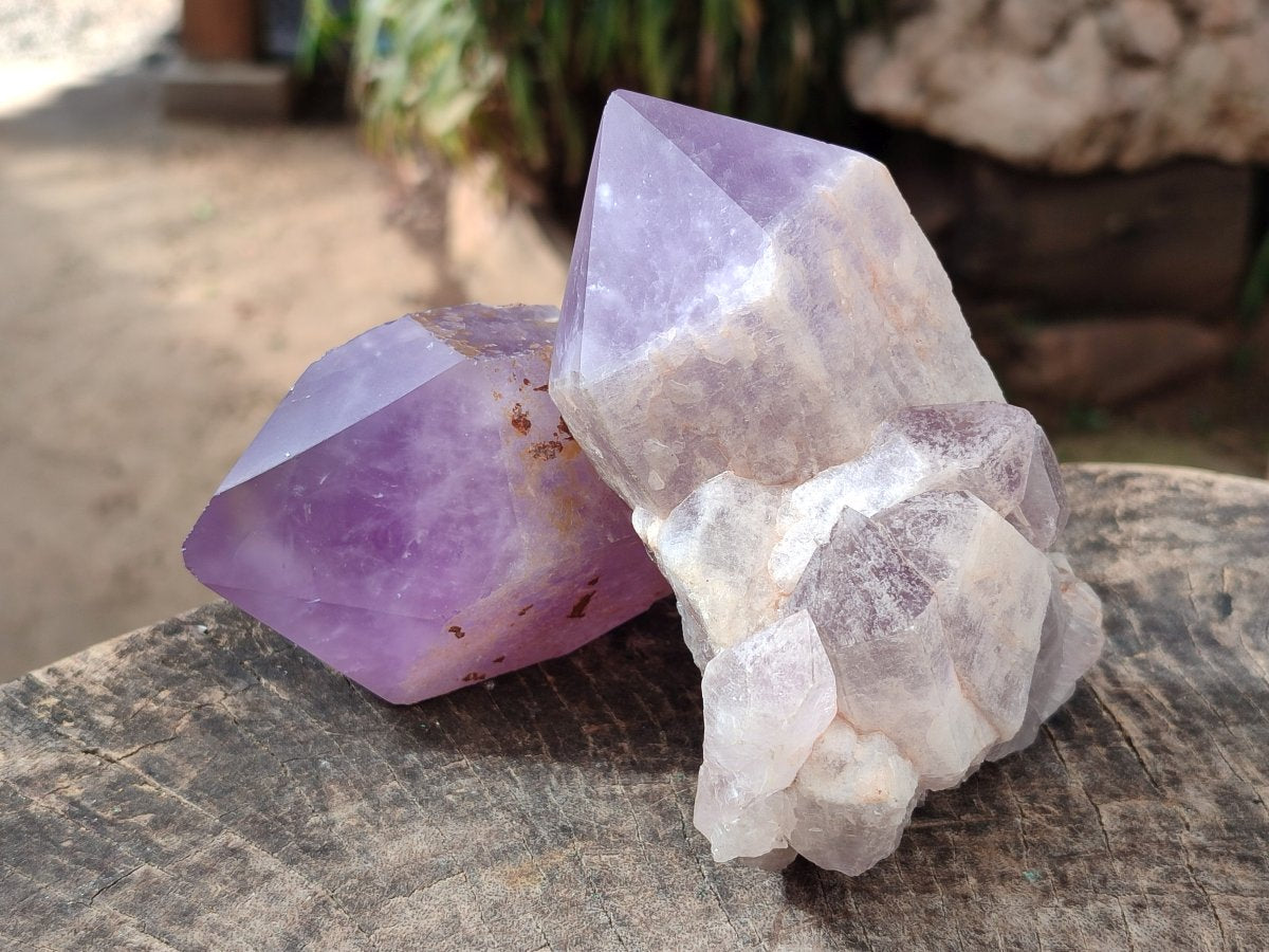 Polished Large Jacaranda Amethyst Single Crystals x 9 From Mumbwa, Zambia - Toprock Gemstones and Minerals 