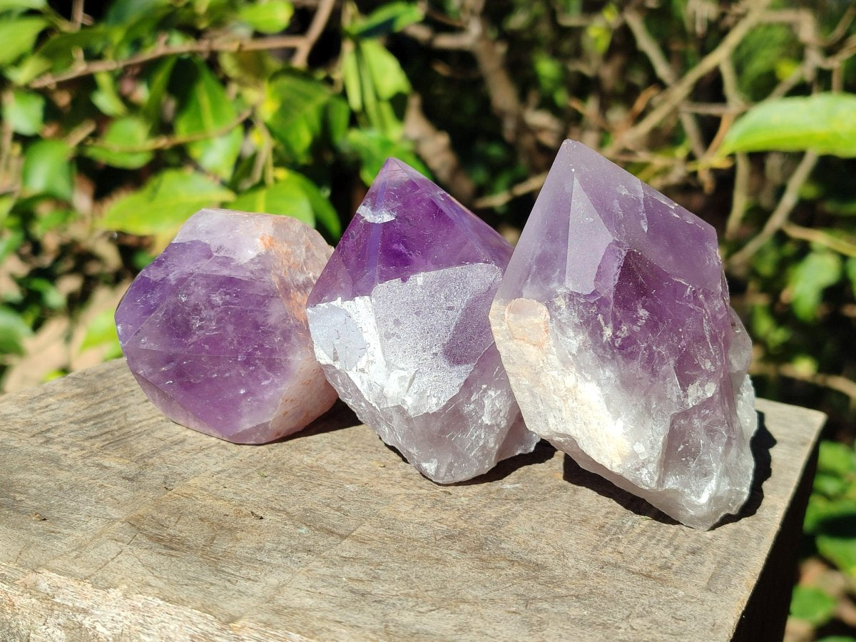 Polished Large Jacaranda Amethyst Single Crystals x 9 From Mumbwa, Zambia - Toprock Gemstones and Minerals 