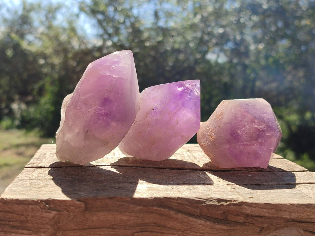 Polished Large Jacaranda Amethyst Single Crystals x 9 From Mumbwa, Zambia - Toprock Gemstones and Minerals 