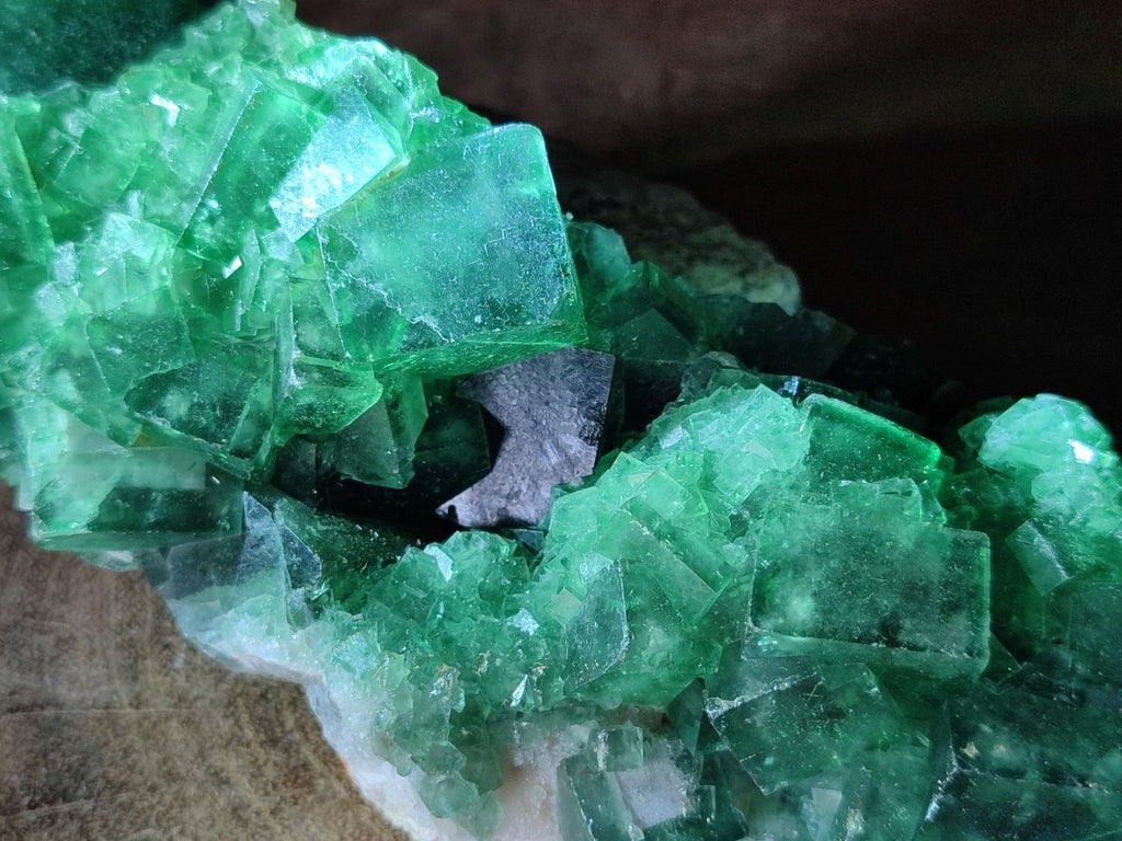 Natural Cabinet Sized Green Cubic Fluorite Specimens x 2 From Mandrosonoro, Madagascar - Toprock Gemstones and Minerals 