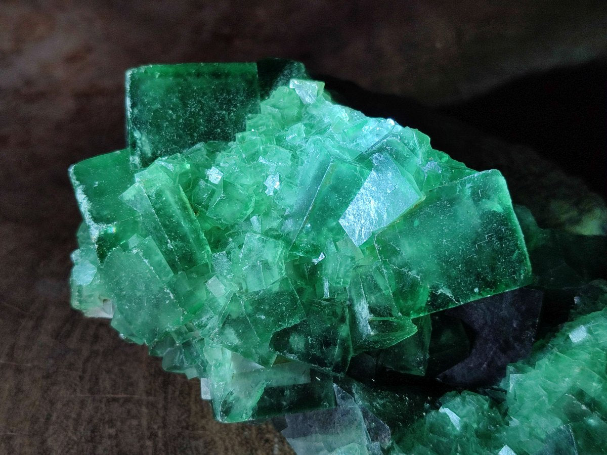 Natural Cabinet Sized Green Cubic Fluorite Specimens x 2 From Mandrosonoro, Madagascar - Toprock Gemstones and Minerals 