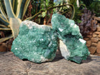 Natural Cabinet Sized Green Cubic Fluorite Specimens x 2 From Mandrosonoro, Madagascar - Toprock Gemstones and Minerals 