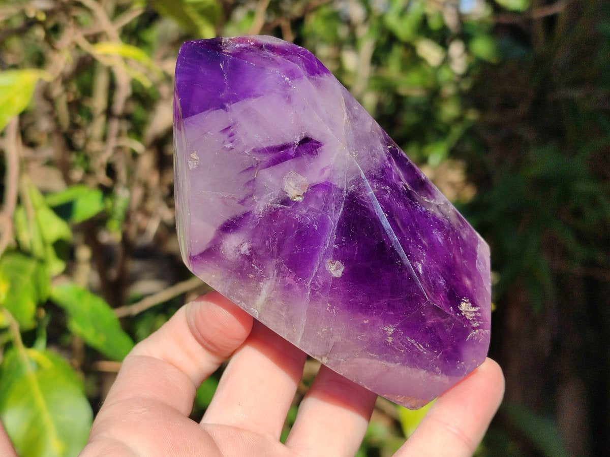 Polished Window Amethyst Double Terminated Crystals x 2 From Akansobe, Madagascar - Toprock Gemstones and Minerals 