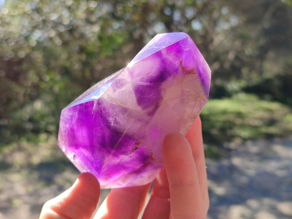 Polished Window Amethyst Double Terminated Crystals x 2 From Akansobe, Madagascar - Toprock Gemstones and Minerals 