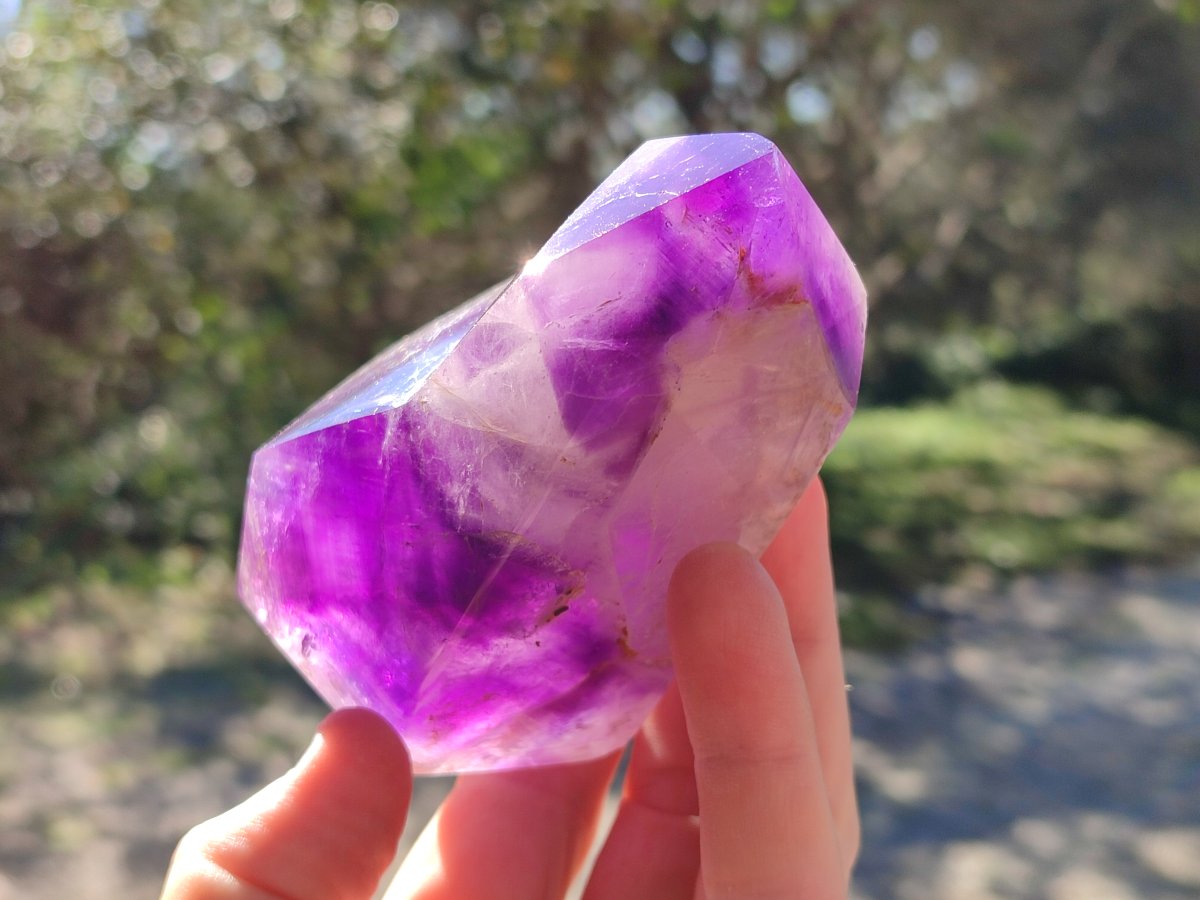 Polished Window Amethyst Double Terminated Crystals x 2 From Akansobe, Madagascar - Toprock Gemstones and Minerals 