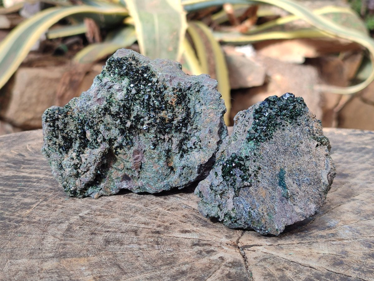 Natural Libethenite Specimens on Dolomite Matrix Specimens x 2 From Shituru, Congo - Toprock Gemstones and Minerals 