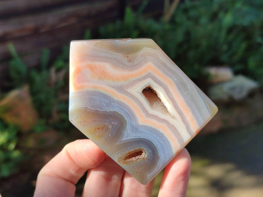 Polished Banded Agate Crystal Shaped Slices x 6 From Madagascar - Toprock Gemstones and Minerals 